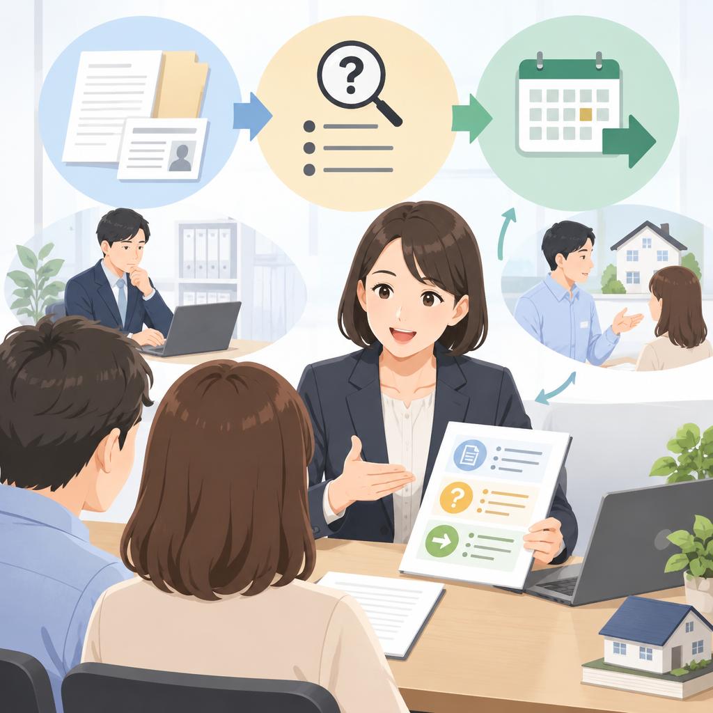 必要資料・未確認事項・次の対応を整理して共有
